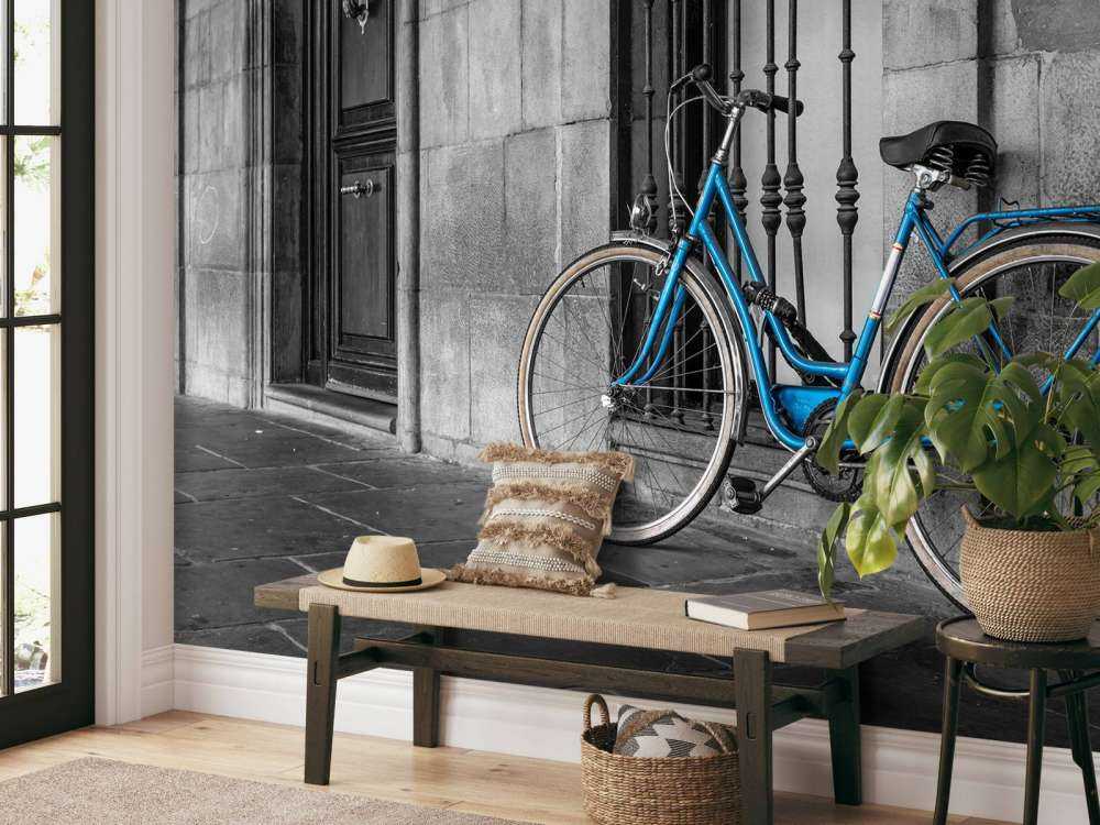 Gammel blå cykel