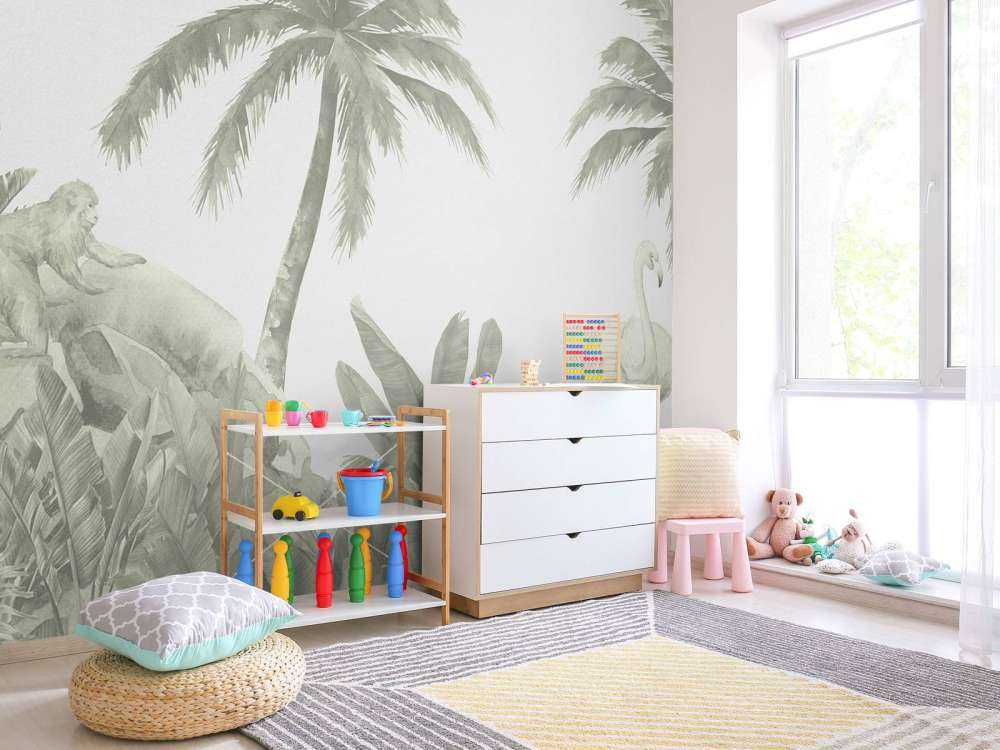 Aber og flamingoer i grønt