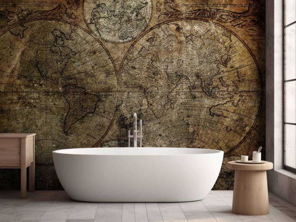 Gammelt brændt verdenskort