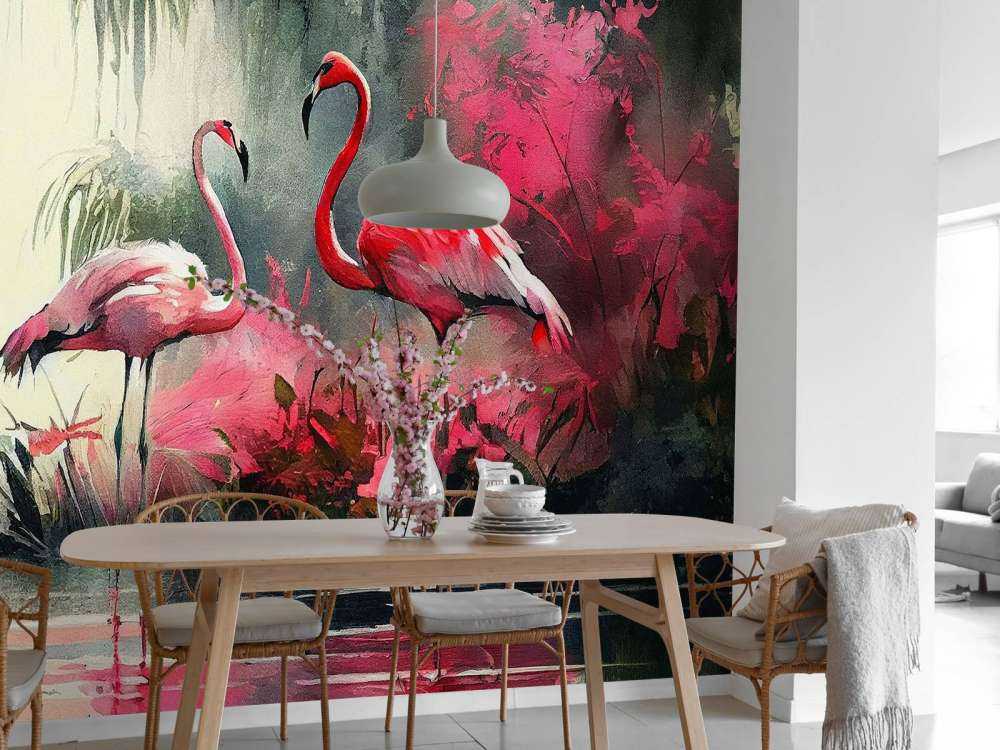 Karminrød Flamingo Skisse