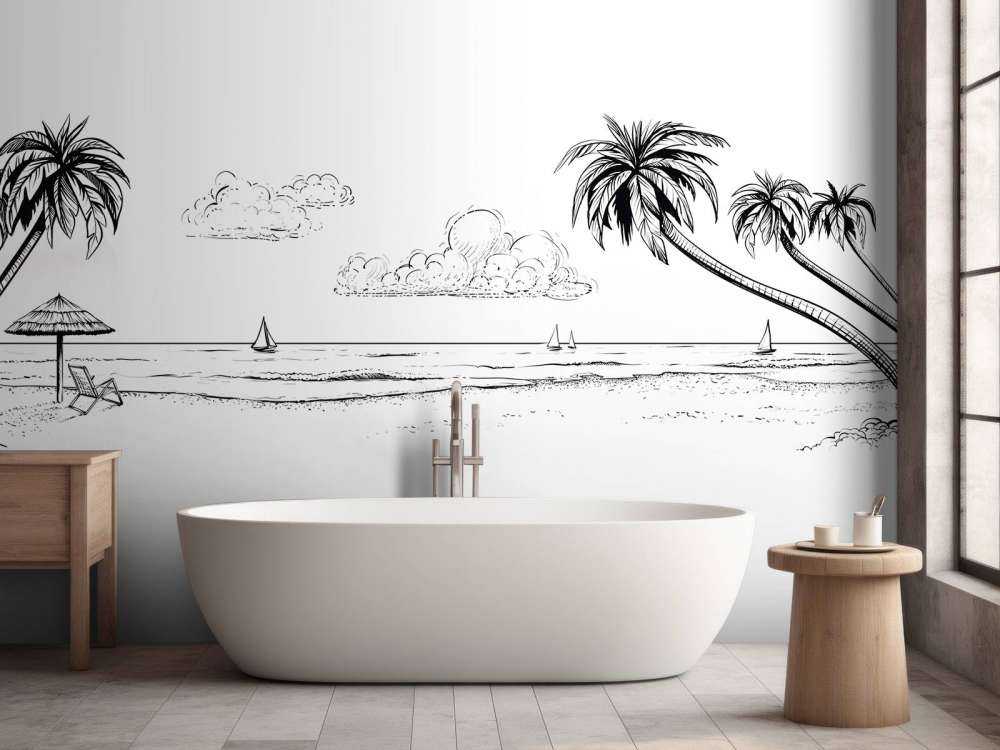 Strand i svart og hvitt