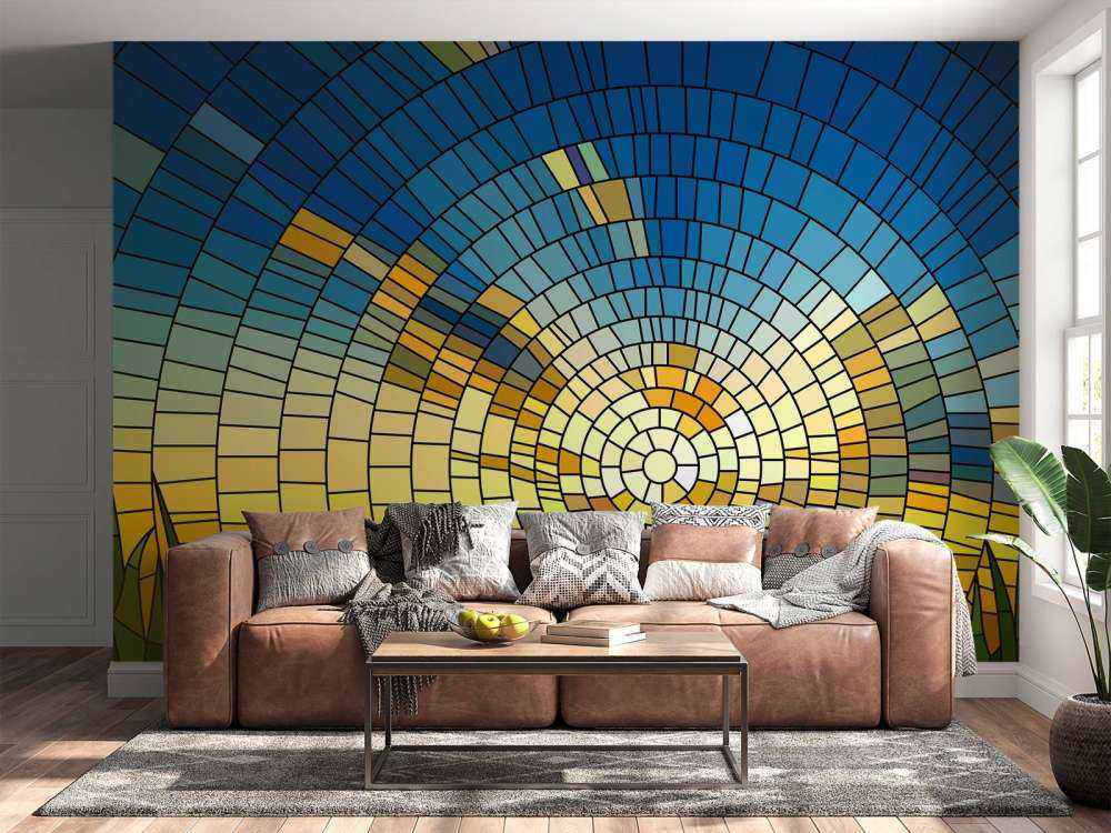 Solnedgang på en plen