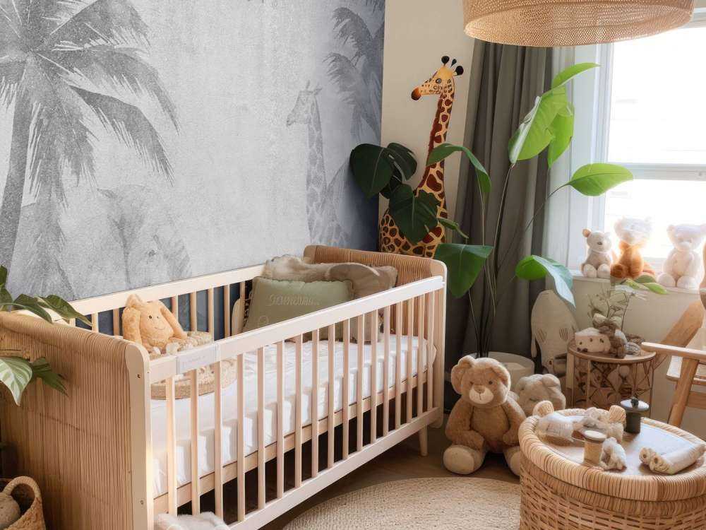 Glade jungeldyr på betong