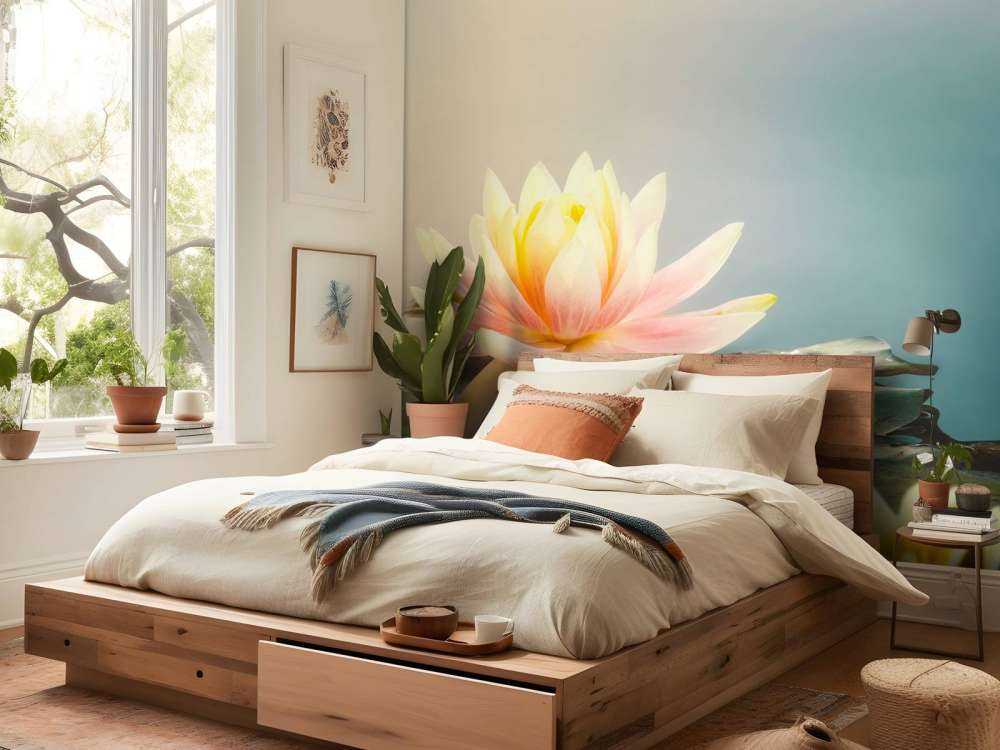 Dame med lotusblomster