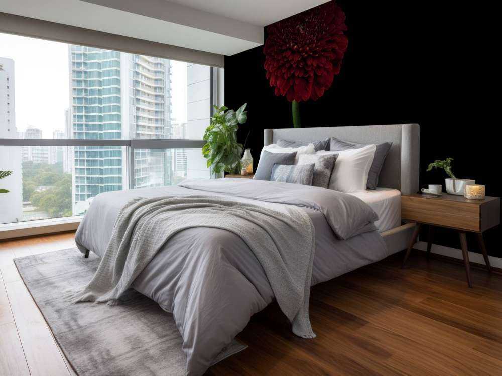 Rød blomst på stammen