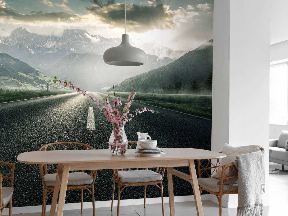 Vej i bjergrigt landskab