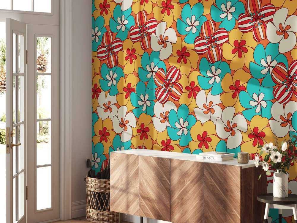 Farverige vintage blomster