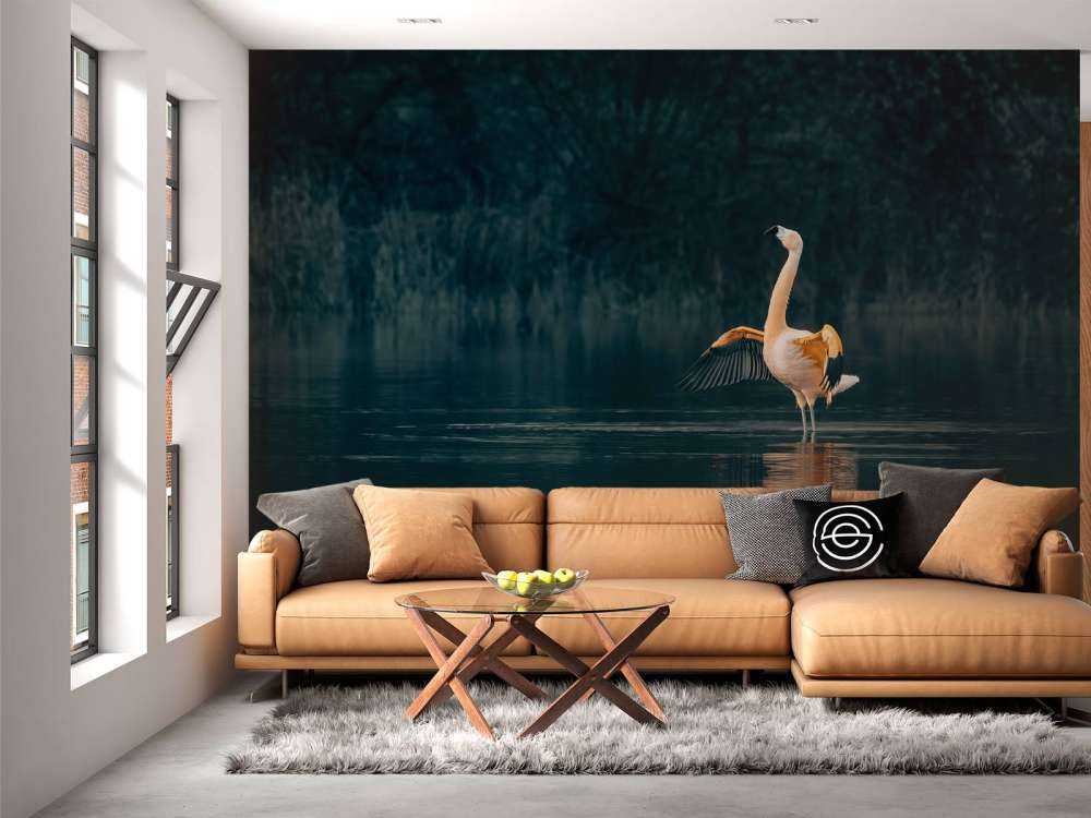 Flamingo i øde sø