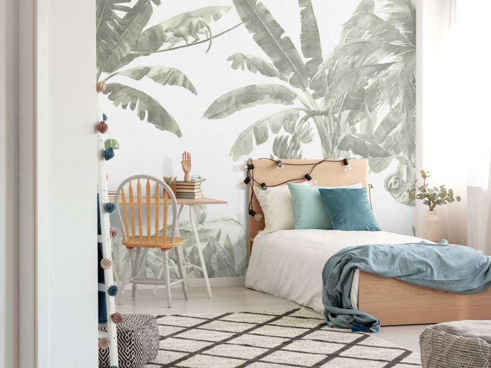 Små jungledyr i grønt