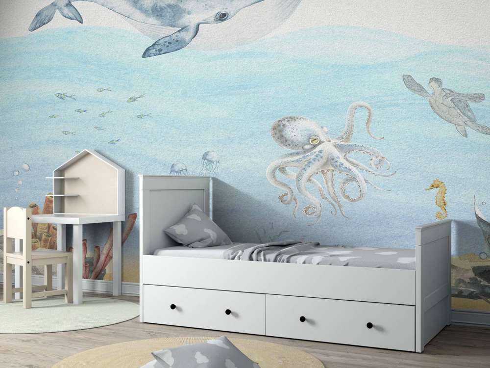 Undervandsverden med en hval