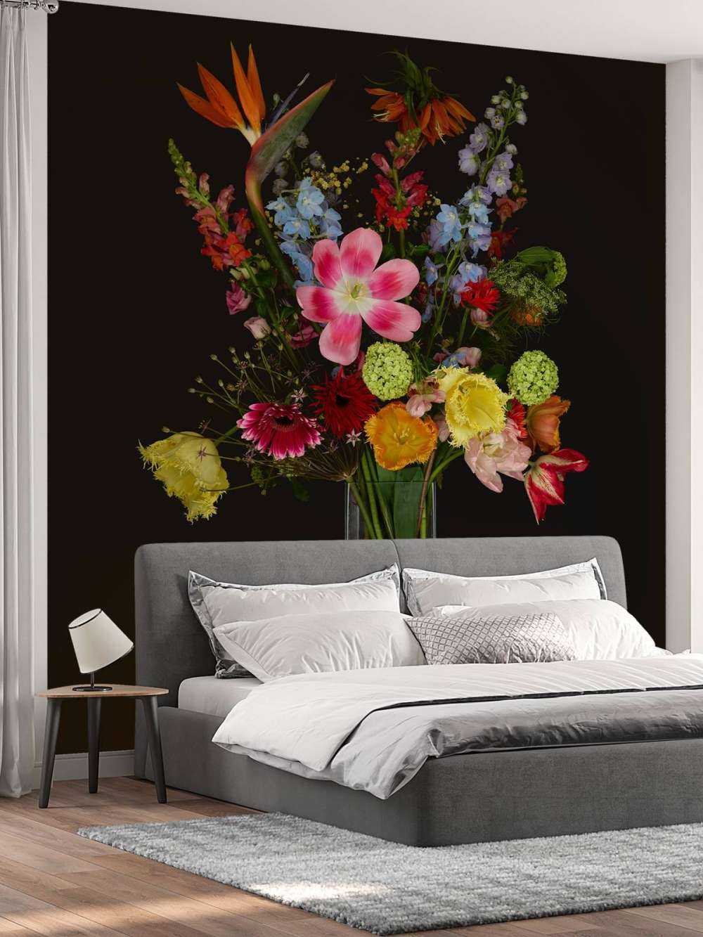 Buket blomster i glasvase