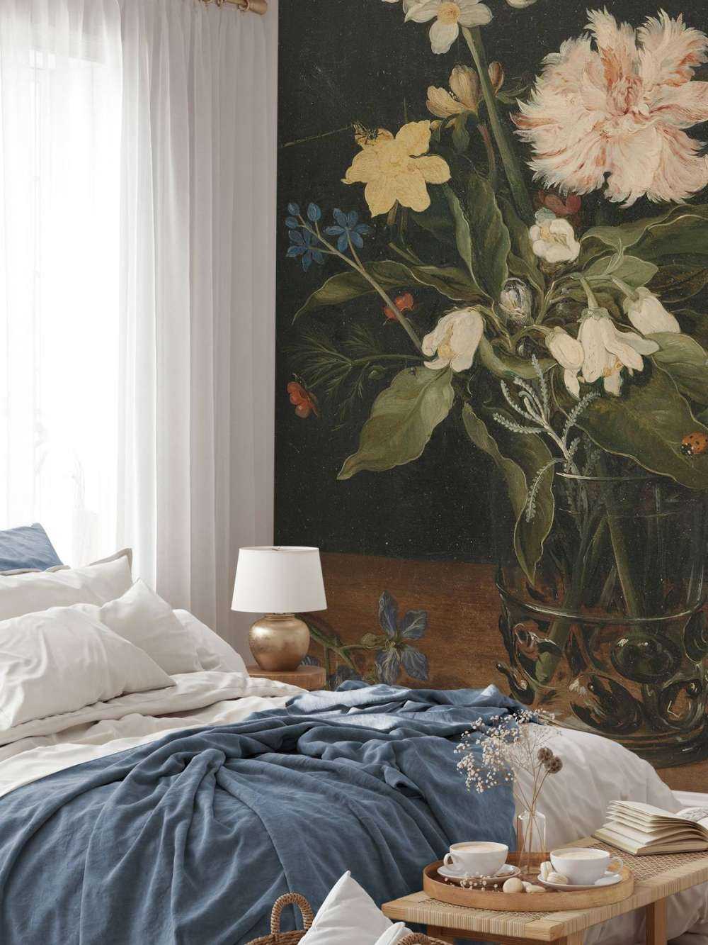 Stadig liv med blomster i et glas