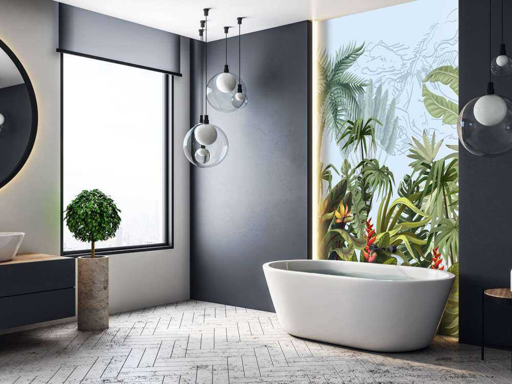 Jungletræer og blomster