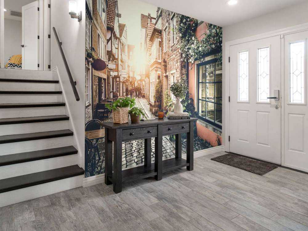 Solnedgang i en gammel gade