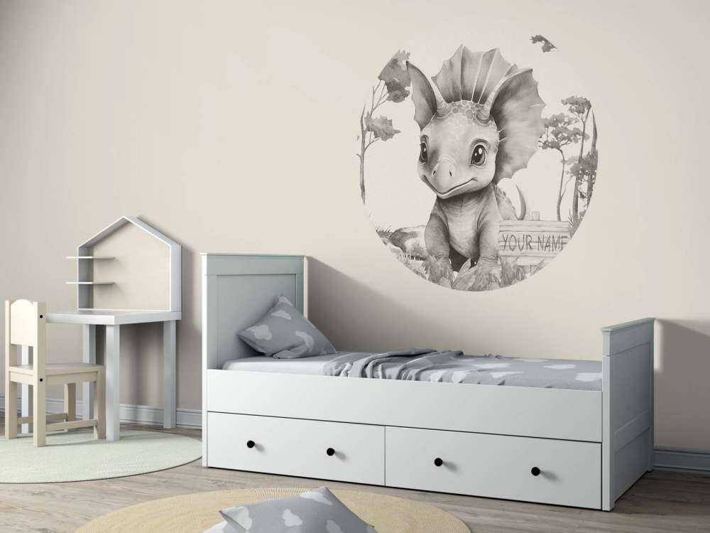 Baby triceratops i den beige junglen