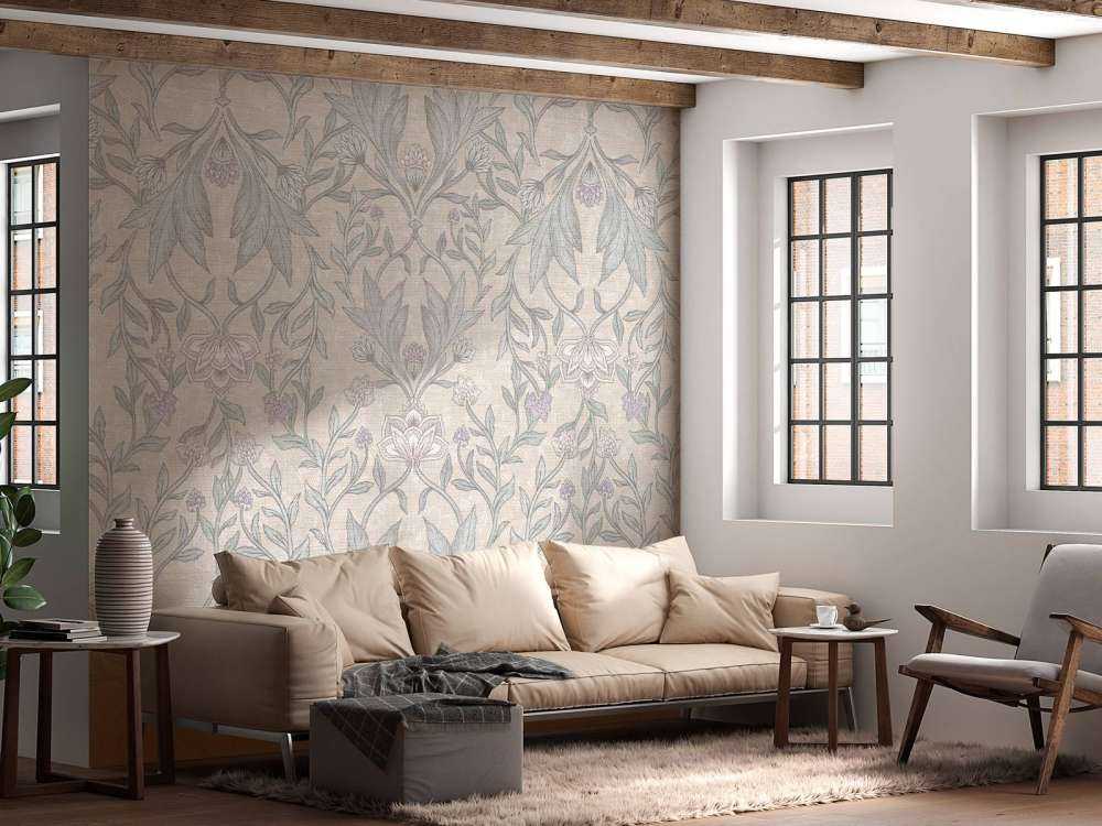 Morris blomsterdamask - neutral beige