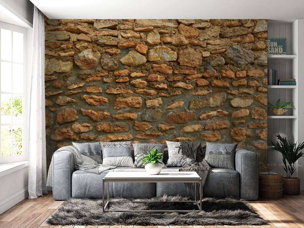 Vägg med grova stenar