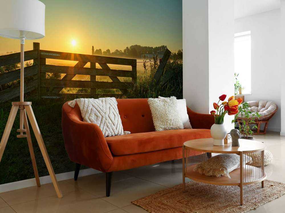 Staket vid soluppgång