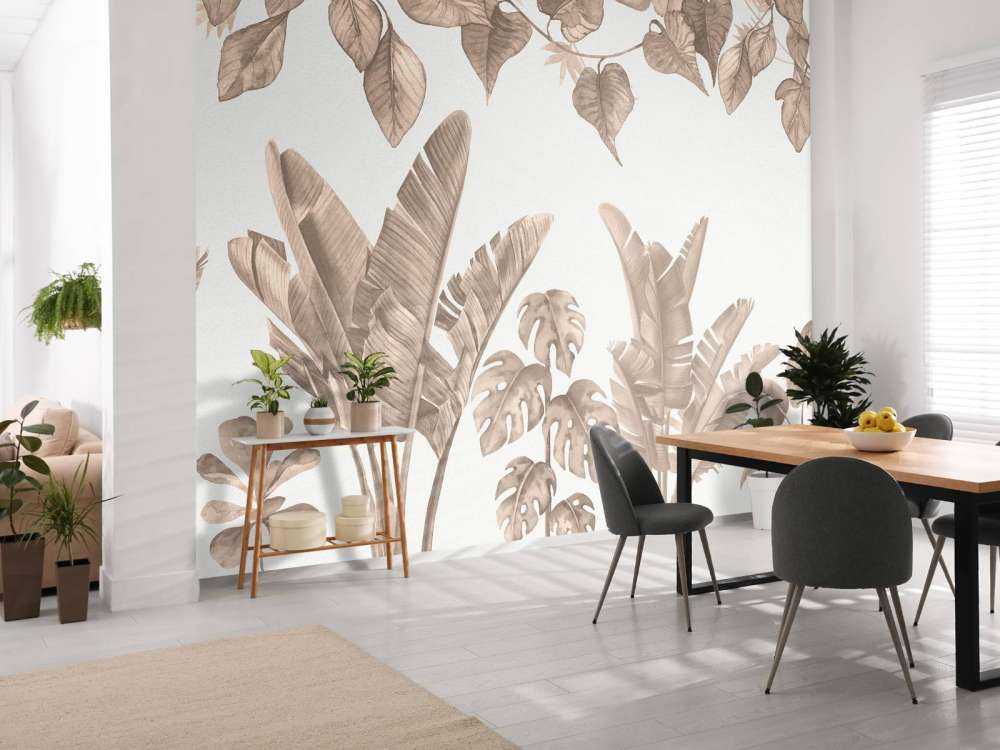Jungle leaves i taupe
