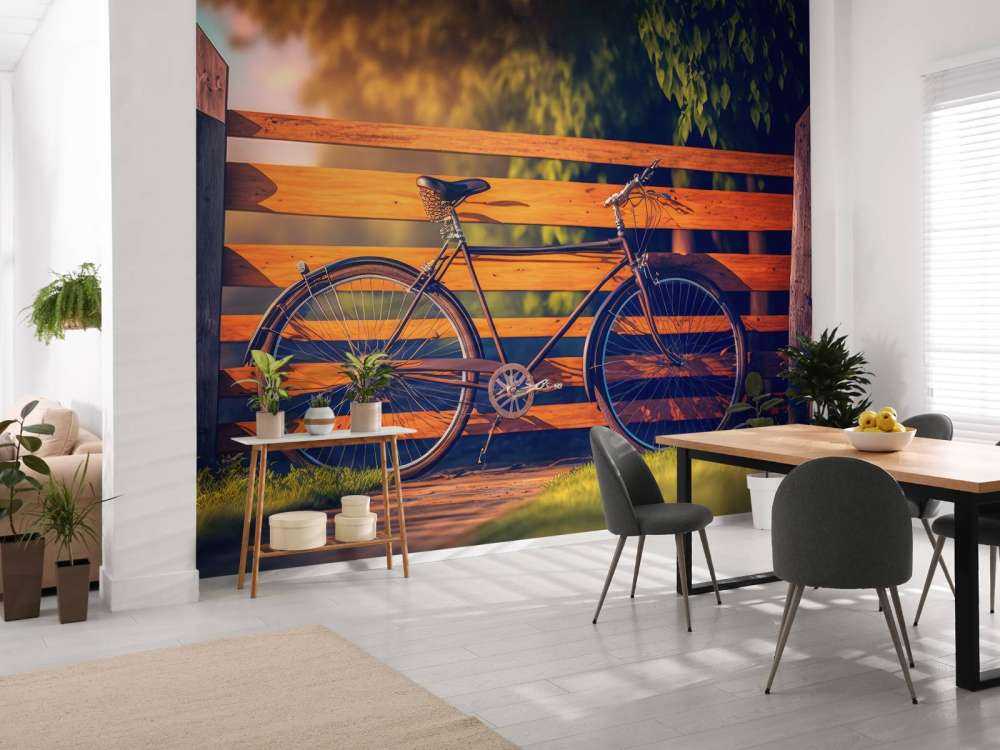 Cykel nära ett trästaket