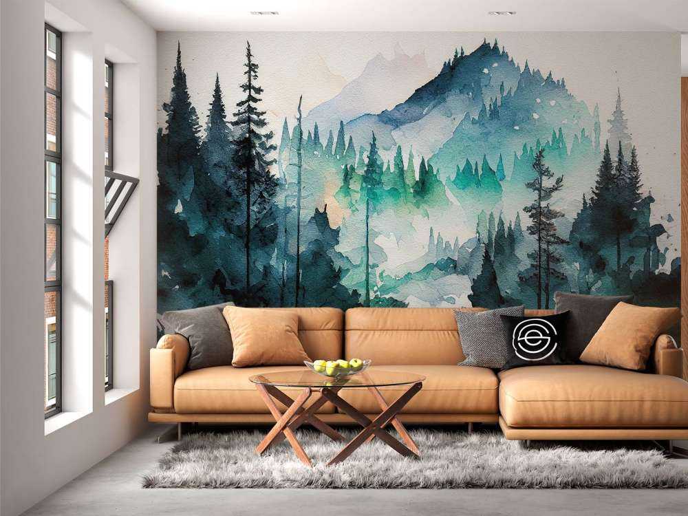 Skog i akvarellfärger