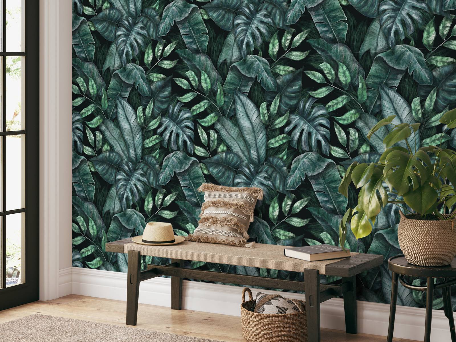 Botaniskt mönster med palmblad