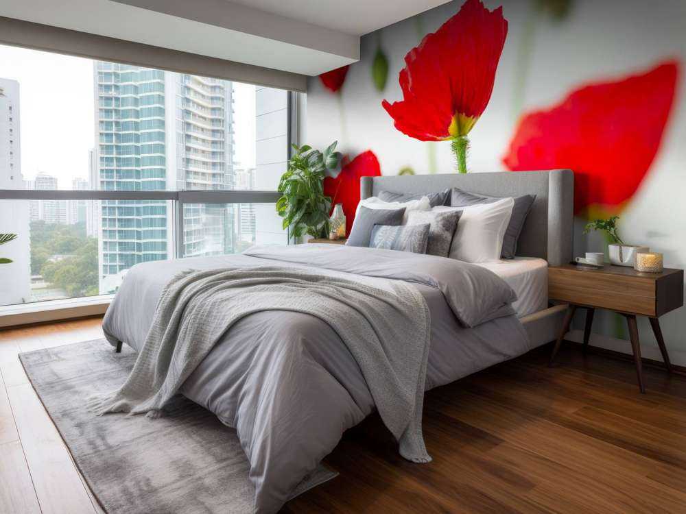 Närbild av röda vallmor