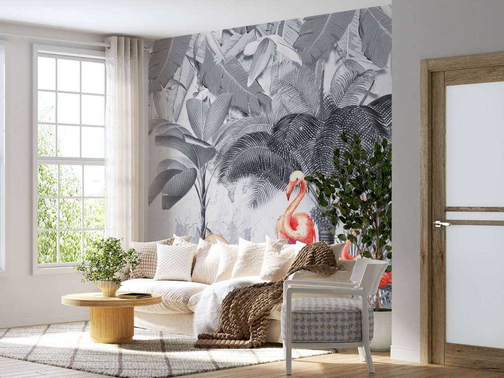 Djungel med flamingos