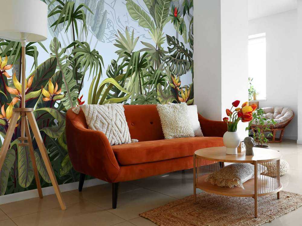 Djungelträd och blommor