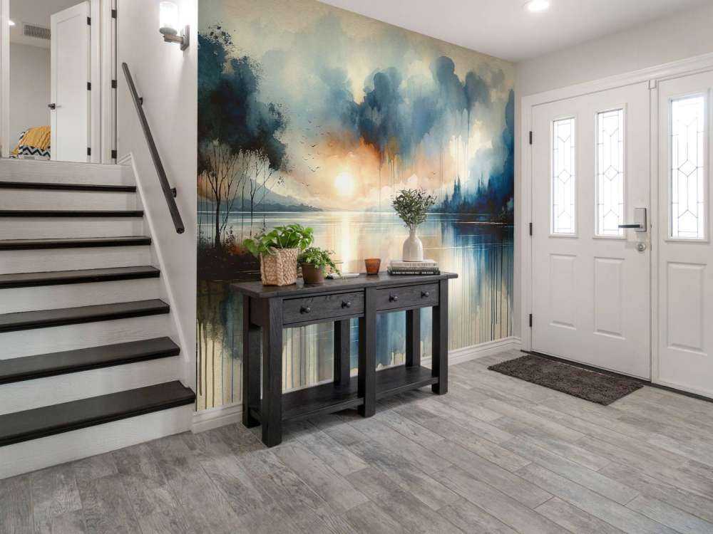 Akvarell Abstrakt Sjö