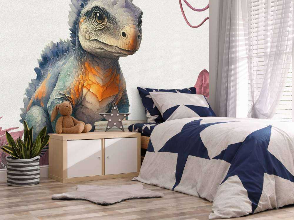 Baby ankylosaurus i den rosa djungeln