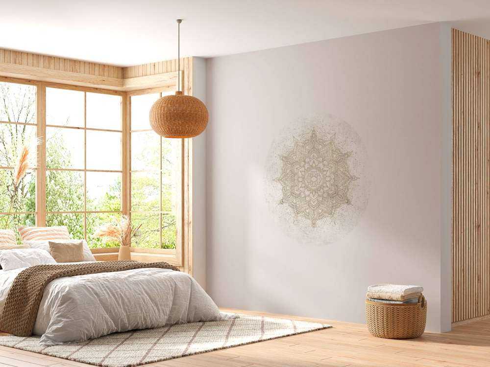 Mandala med gyllene gnistor - beige
