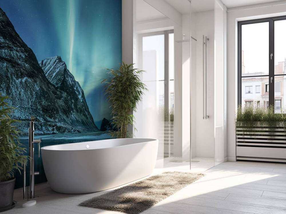 Grønt nordlys over fjellet