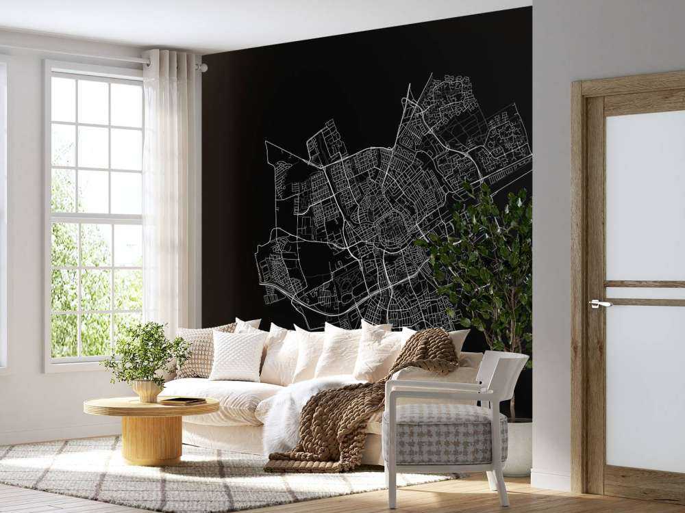 Kart over Groningen, svart