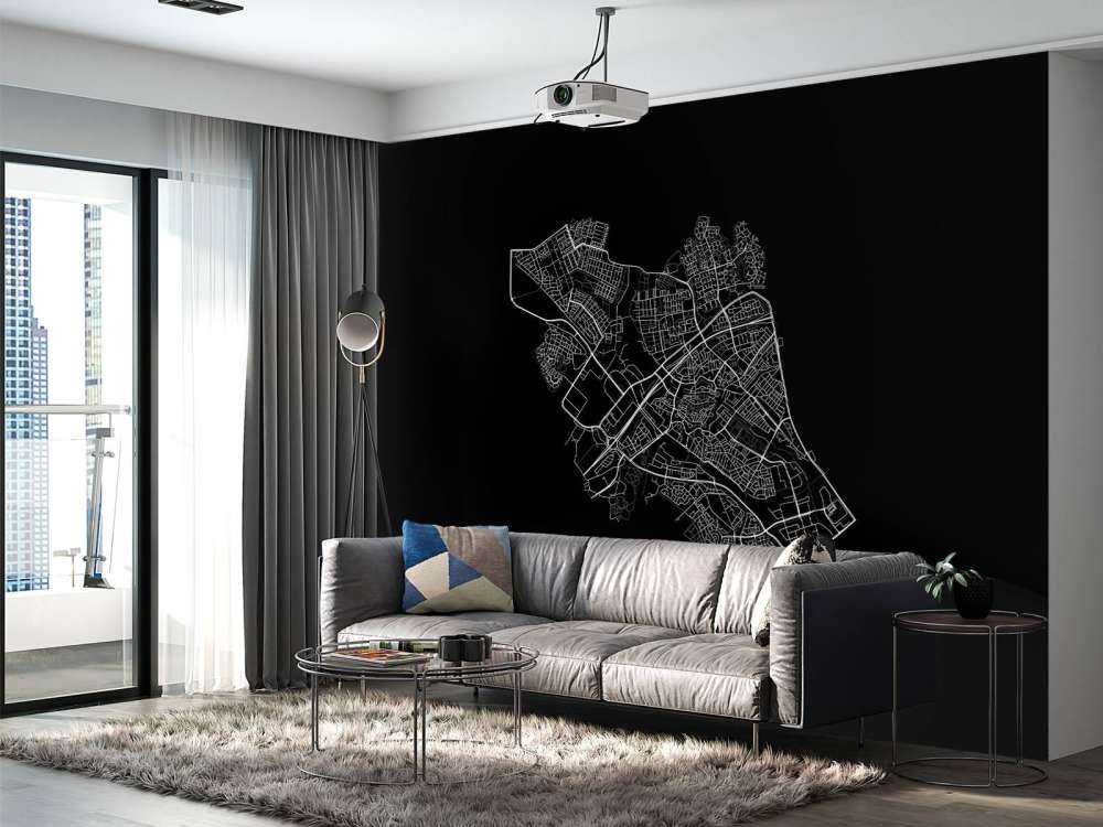 Kart over Zwolle, svart