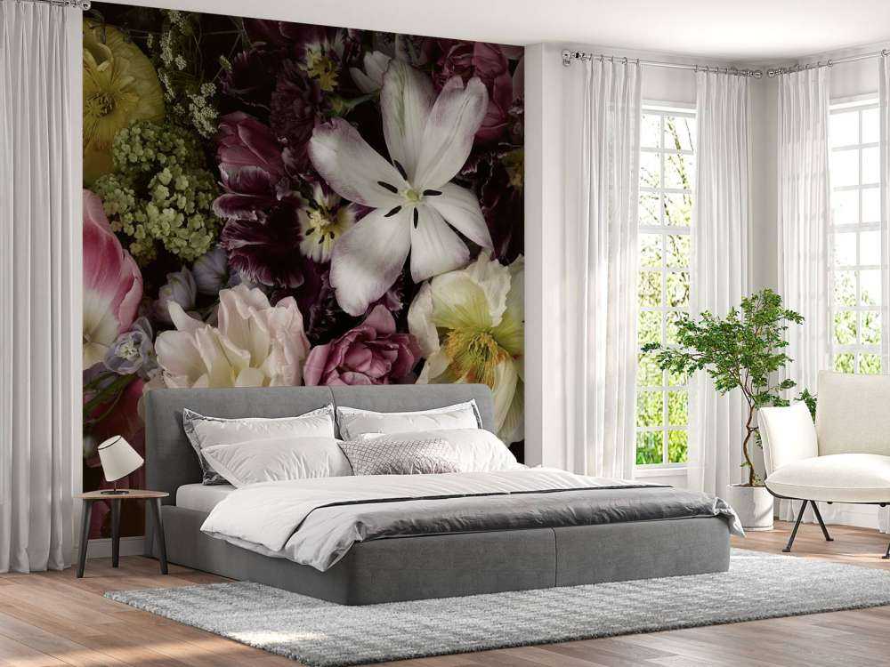 Fargerike blomster mørk