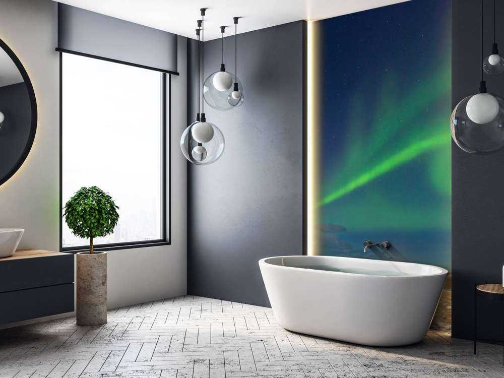 Nordlys over en kirke