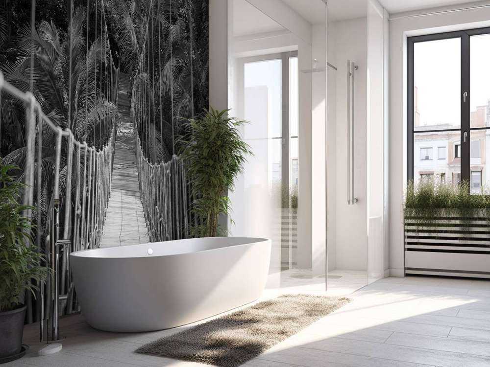 Trebro mellom palmetrærne