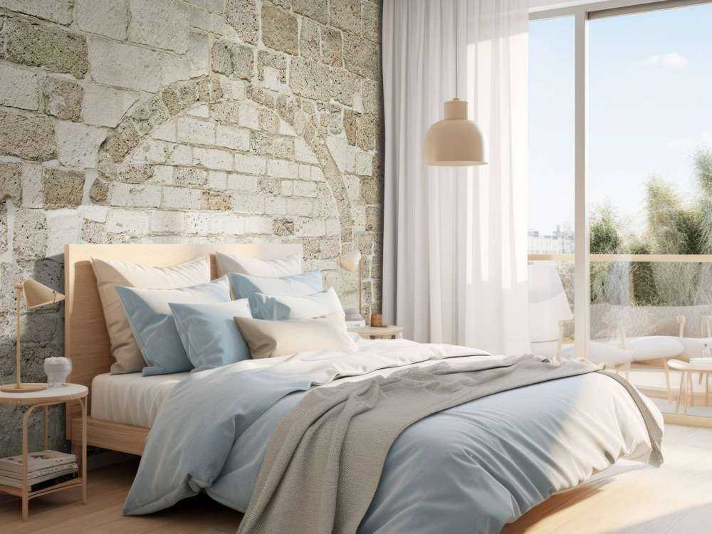 Gammel steinvegg med bue