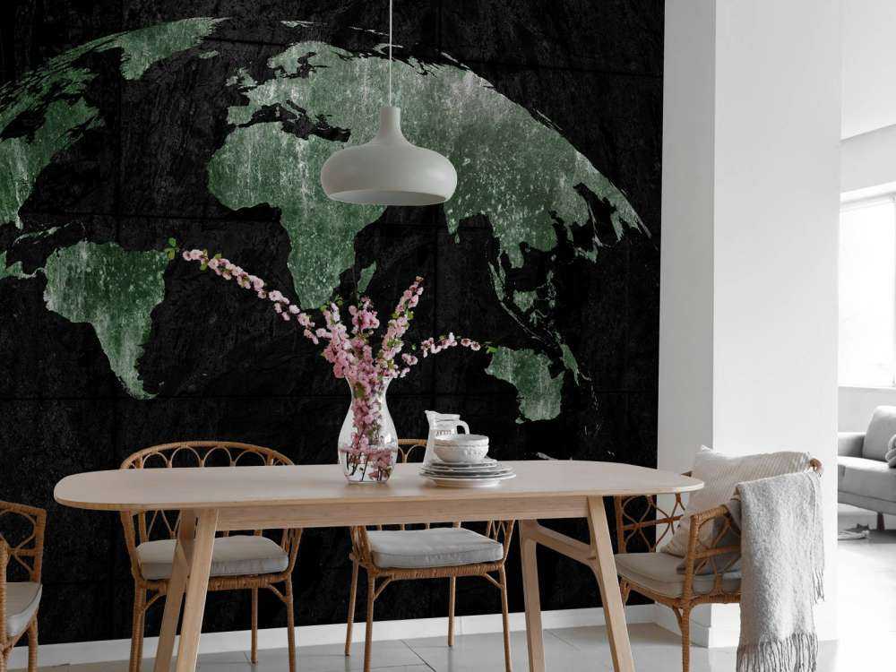 Grønt verdenskart på betong