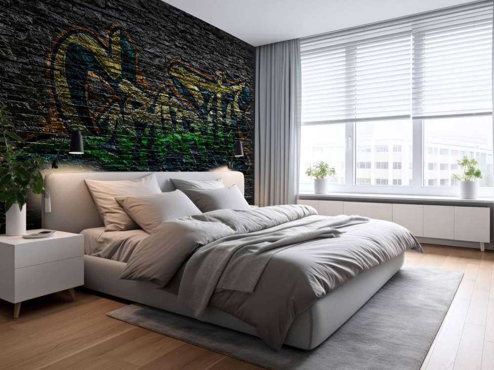 Graffiti på svarte steiner