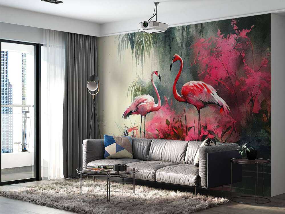 Karminrød Flamingo Skisse