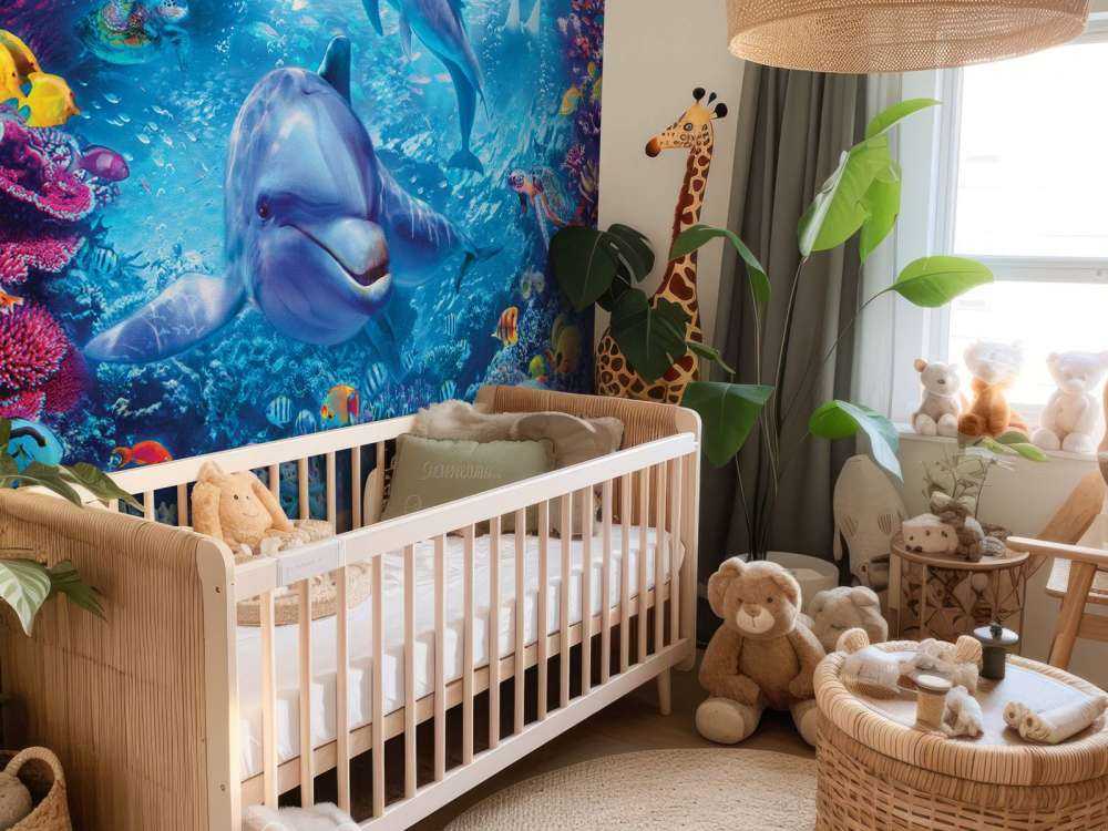 Underwater Dolphin and Turtle