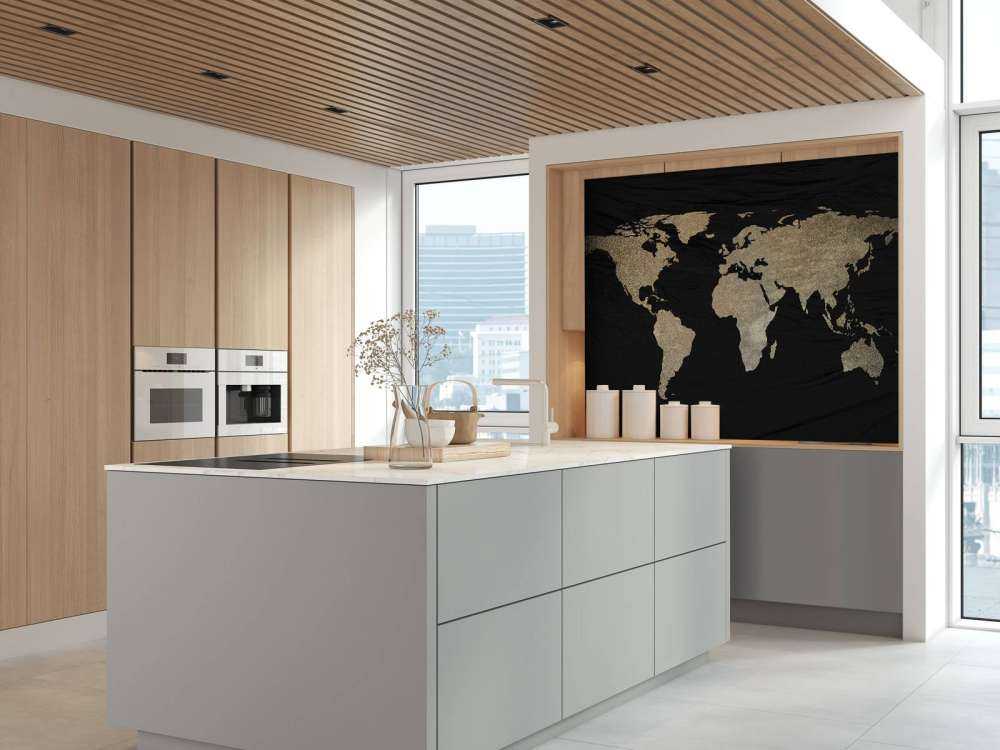 Världskarta ljus guld