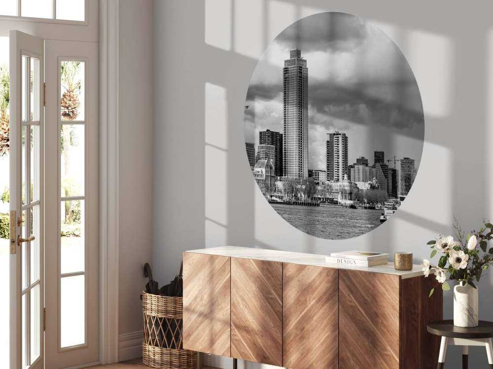 Skyline Rotterdam (Westerkade) från Katendrecht (svartvitt) 