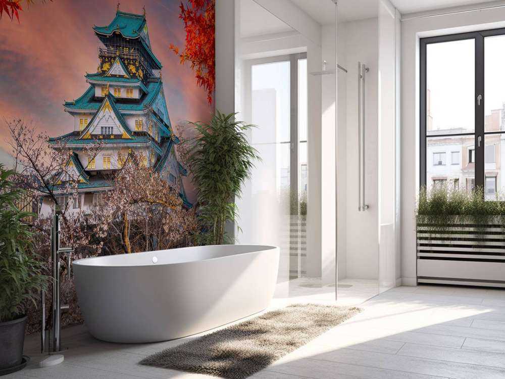 Osaka slott genom träden