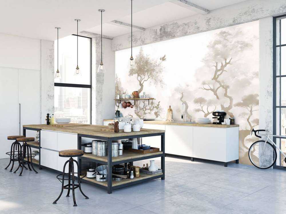 Blommande träd Grå