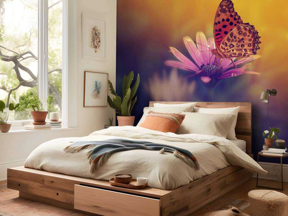 Röd fjäril på blomman