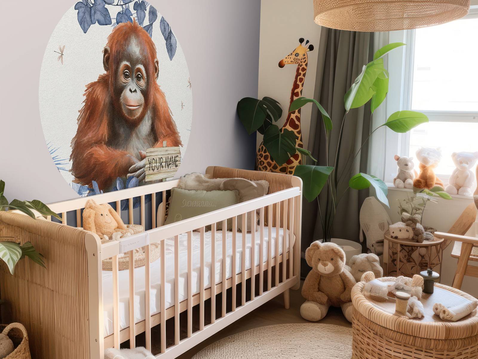 Ung orangutang i djungeln blå