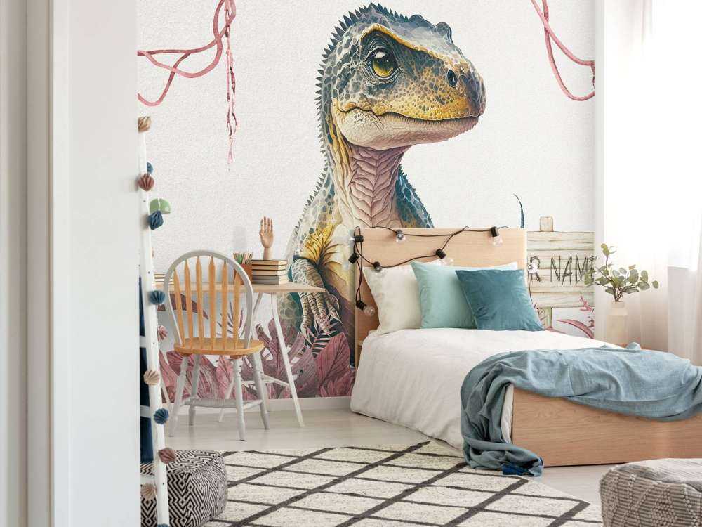 Baby t-rex i den rosa djungeln